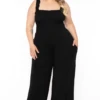 Plus Size Delmi Smocked Jumpsuit - Black 1 Plus Size Delmi Smocked Jumpsuit - Black -Kitchensuppliesdeal curvy sense jumpsuits and rompers plus size delmi smocked jumpsuit black 32336025157729