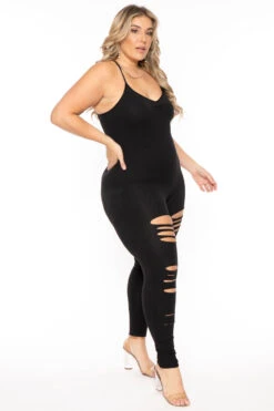 Plus Size Destroyed Catsuit Jumpsuit - Black 4 Plus Size Destroyed Catsuit Jumpsuit - Black -Kitchensuppliesdeal curvy sense jumpsuits and rompers plus size destroyed catsuit jumpsuit black 30708389904481