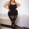 Plus Size Destroyed Catsuit Jumpsuit - Black 2 Plus Size Destroyed Catsuit Jumpsuit - Black -Kitchensuppliesdeal curvy sense jumpsuits and rompers plus size destroyed catsuit jumpsuit black 31475882885217