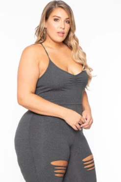 Plus Size Destroyed Catsuit Jumpsuit - Charcoal -Kitchensuppliesdeal curvy sense jumpsuits and rompers plus size destroyed catsuit jumpsuit charcoal 29707212914785