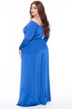 Plus Size Dress Deidra M-Slit Jumpsuit- Royal Blue -Kitchensuppliesdeal curvy sense jumpsuits and rompers plus size dress deidra m slit jumpsuit royal blue 29708314378337