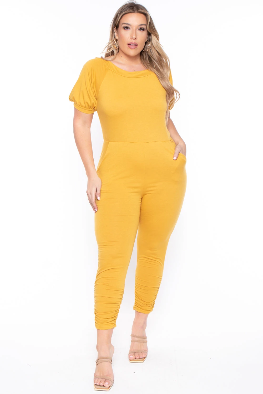Plus Size Eliza Jumpsuit - Mustard Solid Plus Size Eliza Jumpsuit - Mustard -Kitchensuppliesdeal curvy sense jumpsuits and rompers plus size eliza jumpsuit mustard 29707896193121