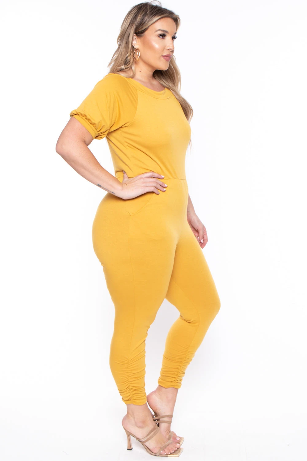 Plus Size Eliza Jumpsuit - Mustard Solid Plus Size Eliza Jumpsuit - Mustard -Kitchensuppliesdeal curvy sense jumpsuits and rompers plus size eliza jumpsuit mustard 29707905335393