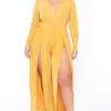 Plus Size Ellia M-Slit Jumpsuit- Mustard 1 Plus Size Ellia M-Slit Jumpsuit- Mustard -Kitchensuppliesdeal curvy sense jumpsuits and rompers plus size ellia m slit jumpsuit mustard 29266577326177