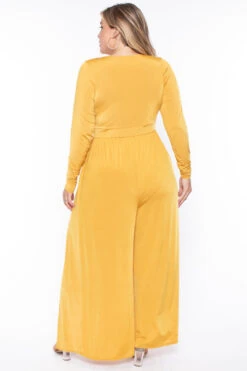 Plus Size Ellia M-Slit Jumpsuit- Mustard 5 Plus Size Ellia M-Slit Jumpsuit- Mustard -Kitchensuppliesdeal curvy sense jumpsuits and rompers plus size ellia m slit jumpsuit mustard 29266577948769