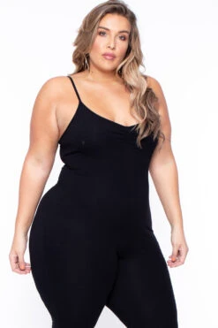 Plus Size Essential Catsuit - Black -Kitchensuppliesdeal curvy sense jumpsuits and rompers plus size essential catsuit black 29708537397345