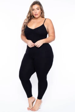 Plus Size Essential Catsuit - Black -Kitchensuppliesdeal curvy sense jumpsuits and rompers plus size essential catsuit black 29708537725025
