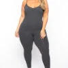 Plus Size Essential Catsuit - Charcoal -Kitchensuppliesdeal curvy sense jumpsuits and rompers plus size essential catsuit charcoal 29708537823329