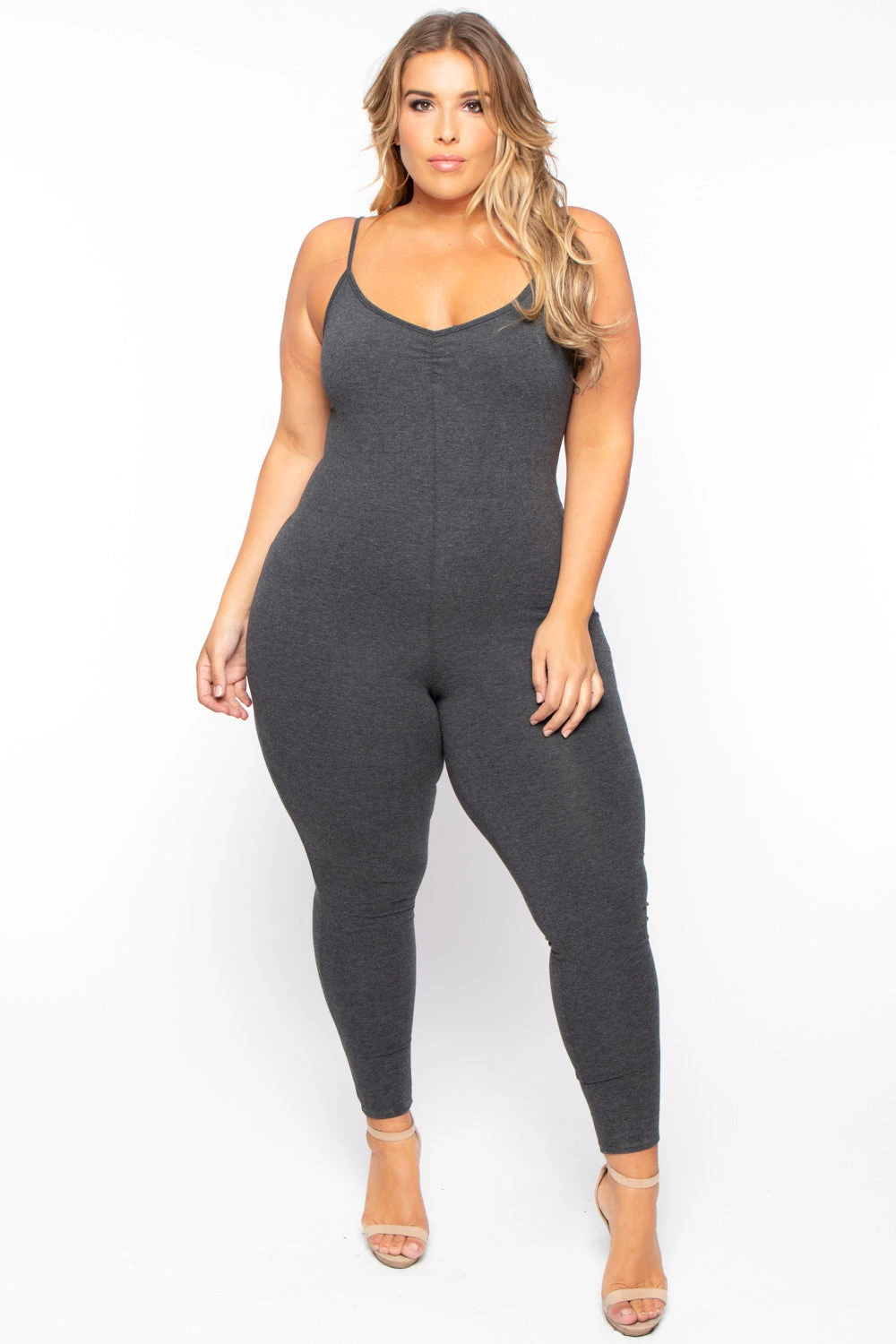 Plus Size Essential Catsuit - Charcoal Plus Size Essential Catsuit - Charcoal -Kitchensuppliesdeal curvy sense jumpsuits and rompers plus size essential catsuit charcoal 29708537823329