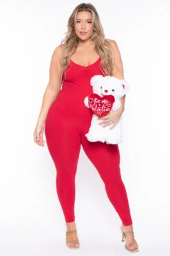 Plus Size Essential Catsuit - Red 7 Plus Size Essential Catsuit - Red -Kitchensuppliesdeal curvy sense jumpsuits and rompers plus size essential catsuit red 29703195623521