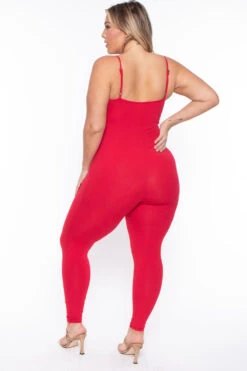 Plus Size Essential Catsuit - Red 8 Plus Size Essential Catsuit - Red -Kitchensuppliesdeal curvy sense jumpsuits and rompers plus size essential catsuit red 29703195689057