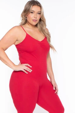 Plus Size Essential Catsuit - Red 4 Plus Size Essential Catsuit - Red -Kitchensuppliesdeal curvy sense jumpsuits and rompers plus size essential catsuit red 29703203094625