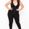 Plus Size Exposed Seams Rib Catsuit - Black 1 Plus Size Exposed Seams Rib Catsuit - Black -Kitchensuppliesdeal curvy sense jumpsuits and rompers plus size exposed seams rib catsuit black 29706151395425