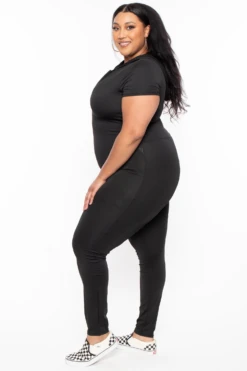 Plus Size Formula Hooded Lounge Jumper - Black -Kitchensuppliesdeal curvy sense jumpsuits and rompers plus size formula hooded lounge jumper black 29703692451937
