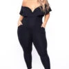 Plus Size Frill Jumpsuit - Black -Kitchensuppliesdeal curvy sense jumpsuits and rompers plus size frill jumpsuit black 29591153344609