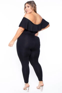 Plus Size Frill Jumpsuit - Black -Kitchensuppliesdeal curvy sense jumpsuits and rompers plus size frill jumpsuit black 29591153770593
