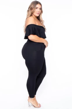 Plus Size Frill Jumpsuit - Black -Kitchensuppliesdeal curvy sense jumpsuits and rompers plus size frill jumpsuit black 29591159308385