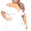 Plus Size Frill Jumpsuit - Ivory 2 Plus Size Frill Jumpsuit - Ivory -Kitchensuppliesdeal curvy sense jumpsuits and rompers plus size frill jumpsuit ivory 29591160029281