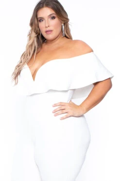 Plus Size Frill Jumpsuit - Ivory -Kitchensuppliesdeal curvy sense jumpsuits and rompers plus size frill jumpsuit ivory 29591166058593