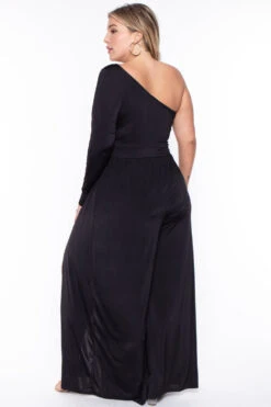 Plus Size Gianna M-Slit Jumpsuit- Black -Kitchensuppliesdeal curvy sense jumpsuits and rompers plus size gianna m slit jumpsuit black 29266577293409