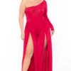 Plus Size Gianna M-Slit Jumpsuit- Red -Kitchensuppliesdeal curvy sense jumpsuits and rompers plus size gianna m slit jumpsuit red 29258568302689