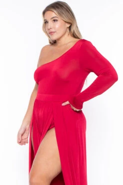 Plus Size Gianna M-Slit Jumpsuit- Red -Kitchensuppliesdeal curvy sense jumpsuits and rompers plus size gianna m slit jumpsuit red 29258568990817