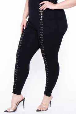 Plus Size Grommet Lace Up Jumpsuit - Black -Kitchensuppliesdeal curvy sense jumpsuits and rompers plus size grommet lace up jumpsuit black 29591704141921