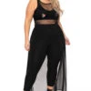 Plus Size Iris Mesh Overlay Jumpsuit- Black 1 Plus Size Iris Mesh Overlay Jumpsuit- Black -Kitchensuppliesdeal curvy sense jumpsuits and rompers plus size iris mesh overlay jumpsuit black 30599091978337