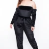 Plus Size Isabelle Velour Off The Shoulder Jumpsuit - Black 2 Plus Size Isabelle Velour Off The Shoulder Jumpsuit - Black -Kitchensuppliesdeal curvy sense jumpsuits and rompers plus size isabelle velour off the shoulder jumpsuit black 29587684360289