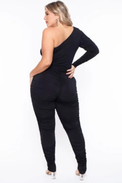 Plus Size Jaelyn Ruched Jumpsuit- Black -Kitchensuppliesdeal curvy sense jumpsuits and rompers plus size jaelyn ruched jumpsuit black 29592296226913