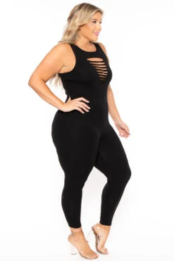 Plus Size Jailah Destroyed Jumpsuit - Black -Kitchensuppliesdeal curvy sense jumpsuits and rompers plus size jailah destroyed jumpsuit black 30095932325985