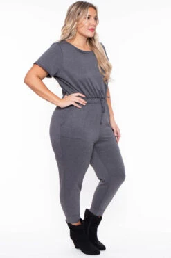 Plus Size Jessi Keyhole Jumpsuit - Charcoal 5 Plus Size Jessi Keyhole Jumpsuit - Charcoal -Kitchensuppliesdeal curvy sense jumpsuits and rompers plus size jessi keyhole jumpsuit charcoal 29587292061793