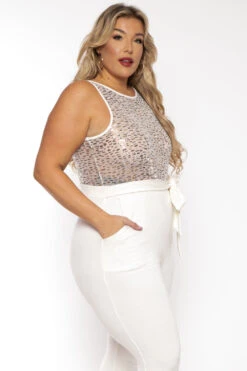 Plus Size Kaia Glitter Jumpsuit- Ivory -Kitchensuppliesdeal curvy sense jumpsuits and rompers plus size kaia glitter jumpsuit ivory 30497382858849