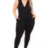 Plus Size Keilani Satin Collar Jumpsuit - Black 2 Plus Size Keilani Satin Collar Jumpsuit - Black -Kitchensuppliesdeal curvy sense jumpsuits and rompers plus size keilani satin collar jumpsuit black 30981329977441