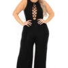 Plus Size Kelly Lace Up Jumpsuit- Black 1 Plus Size Kelly Lace Up Jumpsuit- Black -Kitchensuppliesdeal curvy sense jumpsuits and rompers plus size kelly lace up jumpsuit black 30025557770337