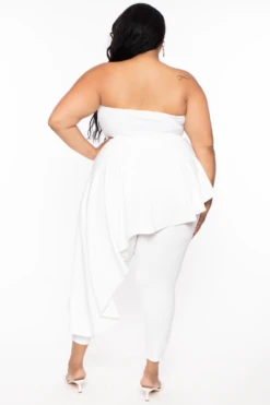Plus Size Kelsey Cascading Ruffle Jumpsuit - Ivory -Kitchensuppliesdeal curvy sense jumpsuits and rompers plus size kelsey cascading ruffle jumpsuit ivory 29443209298017