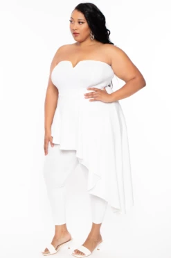 Plus Size Kelsey Cascading Ruffle Jumpsuit - Ivory -Kitchensuppliesdeal curvy sense jumpsuits and rompers plus size kelsey cascading ruffle jumpsuit ivory 29443282108513