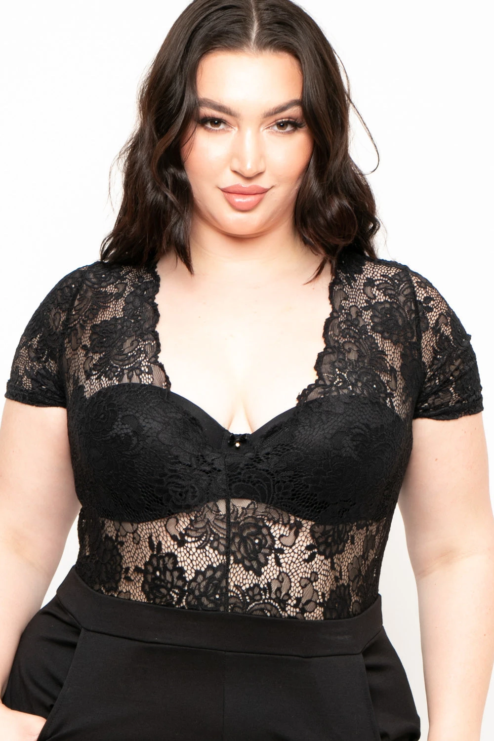 Plus Size Lace Top Jumpsuit - Black Plus Size Lace Top Jumpsuit - Black -Kitchensuppliesdeal curvy sense jumpsuits and rompers plus size lace top jumpsuit black 29442966323297