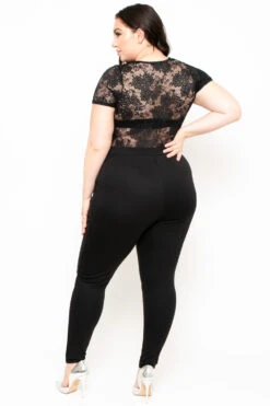 Plus Size Lace Top Jumpsuit - Black 5 Plus Size Lace Top Jumpsuit - Black -Kitchensuppliesdeal curvy sense jumpsuits and rompers plus size lace top jumpsuit black 29444551802977