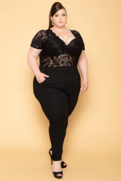 Plus Size Lace Top Jumpsuit - Black 7 Plus Size Lace Top Jumpsuit - Black -Kitchensuppliesdeal curvy sense jumpsuits and rompers plus size lace top jumpsuit black 29702886916193
