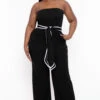 Plus Size Larisa Front Tie Jumpsuit- Black -Kitchensuppliesdeal curvy sense jumpsuits and rompers plus size larisa front tie jumpsuit black 31729009426529