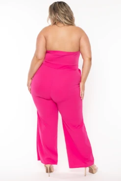Plus Size Larisa Front Tie Jumpsuit- Fuchsia -Kitchensuppliesdeal curvy sense jumpsuits and rompers plus size larisa front tie jumpsuit fuchsia 32075971526753