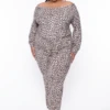 Bluebell Plus Size Leopard One Shoulder Jumpsuit - Brown -Kitchensuppliesdeal curvy sense jumpsuits and rompers plus size leopard one shoulder jumpsuit brown 29442362703969