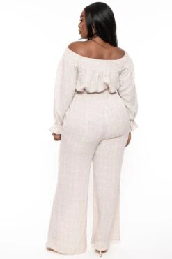 Plus Size Lianna Off The Shoulder Jumpsuit - Ivory -Kitchensuppliesdeal curvy sense jumpsuits and rompers plus size lianna off the shoulder jumpsuit ivory 31637397340257
