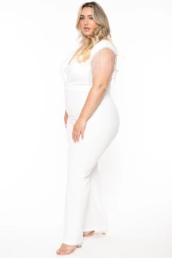Plus Size Lilith Rhinestone Fringe Jumpsuit - Ivory -Kitchensuppliesdeal curvy sense jumpsuits and rompers plus size lilith rhinestone fringe jumpsuit ivory 32335684075617