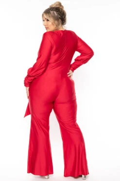Plus Size Livier Satin Jumpsuit - Red 5 Plus Size Livier Satin Jumpsuit - Red -Kitchensuppliesdeal curvy sense jumpsuits and rompers plus size livier satin jumpsuit red 31152123379809