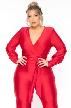 Plus Size Livier Satin Jumpsuit - Red 7 Plus Size Livier Satin Jumpsuit - Red -Kitchensuppliesdeal curvy sense jumpsuits and rompers plus size livier satin jumpsuit red 31152123773025