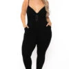 Plus Size Liz Grommet Lace Up Jumpsuit - Black 2 Plus Size Liz Grommet Lace Up Jumpsuit - Black -Kitchensuppliesdeal curvy sense jumpsuits and rompers plus size liz grommet lace up jumpsuit black 30020843962465