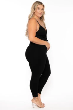 Plus Size Liz Grommet Lace Up Jumpsuit - Black -Kitchensuppliesdeal curvy sense jumpsuits and rompers plus size liz grommet lace up jumpsuit black 30020845830241