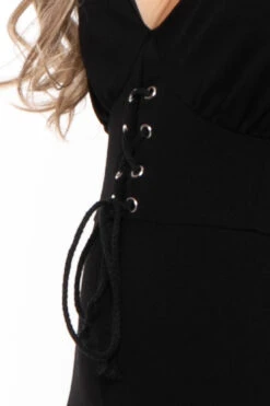 Plus Size Liz Grommet Lace Up Jumpsuit - Black -Kitchensuppliesdeal curvy sense jumpsuits and rompers plus size liz grommet lace up jumpsuit black 30026273783905